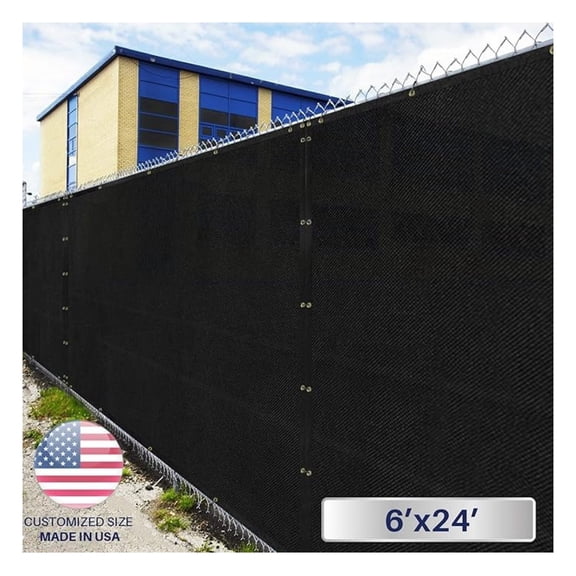 Privacy Fence Screen Heavy Duty Windscreen Fencing Mesh Fabric Shade Net Cover with Brass Grommtes for Outdoor Wall Garden Yard Pool Deck, 6'x24' Black