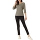 thumbnail image 2 of INSPIRAR CHIC Blusa de Cuello Barco de Cuadros de Manga 3/4 Houndstooth M Negro Caqui, 2 of 6
