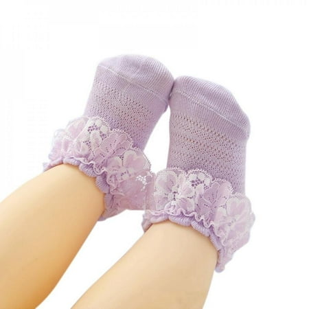 

Baby Girl Cute Socks Ruffle Lace Design Cotton Short Socks Infant Children Casual Breathable Socks Purple 9-12cm/3.54-4.72