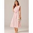 thumbnail image 3 of DARING DIVA Women's Ruffle Sleeveless Midi Dress with Tie Waist Belt S Pink, 3 of 6