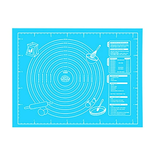 Extra Large Baking Mat With Measurements Non Stick EVA Baking Mat For Rolling Dough Non EVA Baking Kitchen Countertop Mat (Blue Background White Letters).