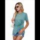 thumbnail image 2 of Camiseta de Corta con Cuello Redondo para Mujer, Túnica con Abertura Frontal, Informal, Holgada, Verde , Talla XXL, 2 of 10