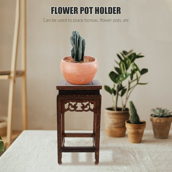 jojofuny 1Set Wooden Planter Stand Jichong Wood Hand Carved Decorative Garden Stool for Bedroom Furniture Balcony