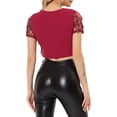thumbnail image 3 of MODA NOVA Junior's Sequin Shiny Crop Top Short Sleeves Tassel T-Shirt, 3 of 6