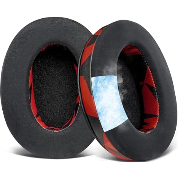 wonima44 Cooling Gel Earpads Cushions for Audio-Technica ATH M50X/M40X, HyperX Cloud/Alpha, SteelSeries Arctis, Ear Pads for Sony MDR-1ABT/1RBT/1RNC/7506, Turtle Beach Stealth 420X/600 - Red Storm