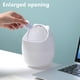 thumbnail image 4 of Papelera pequeña de escritorio con tapa, ideal para mesita de noche, escritorio de oficina y baño, compacta para el hogar y dormitorios, 1 unidad Aestivo | Blanco | AESTIVO, 4 of 7