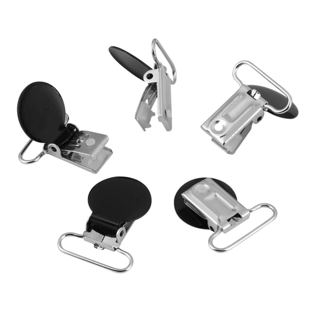 10Pcs 25mm Round Suspender Braces Pacifier Strap Holder Clip, Sturdy & Durable, Fine Machining, 3 Colors, Firmly Clamps Clothes, Easy to Use, DIY Accessory
