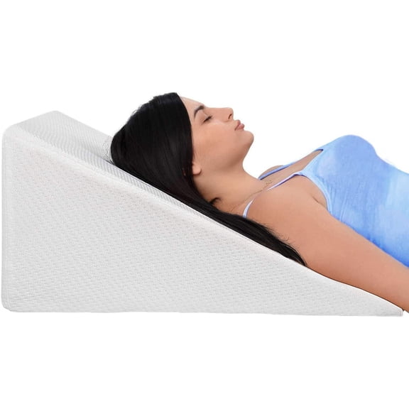 Ebung Bed Wedge Pillow with Memory Foam Top – Ideal for Comfortable & Restful Sleeping – Alleviates Neck & Back Pain, Acid Reflux, Snoring, Heartburn, Allergies - Versatile – Removable, Washable Cover