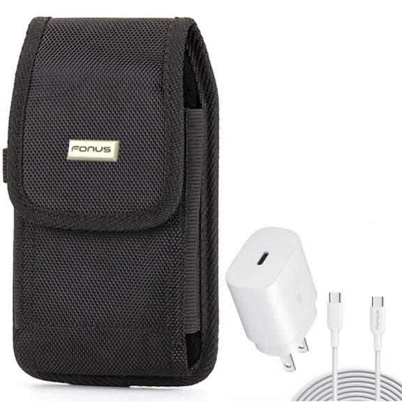 25W Fast Home Charger w Case Belt Clip for Samsung Galaxy S22 Ultra,S21,S21 Ultra,S21 S20 Ultra,S20 Plus,Ultra Fan Edition,Fan FE 5G - PD Type-C 10ft USB-C Cable , Rugged Holster Canvas