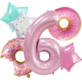 thumbnail image 1 of Set de 6 globos de cumpleaños Dokuna con temática de donuts, 6 piezas, 1 of 5