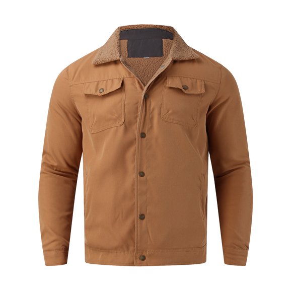 Uuszgmr Jacket For Mens Male Winter Jacket Plush Cotton Work Clothes Casual Jacket