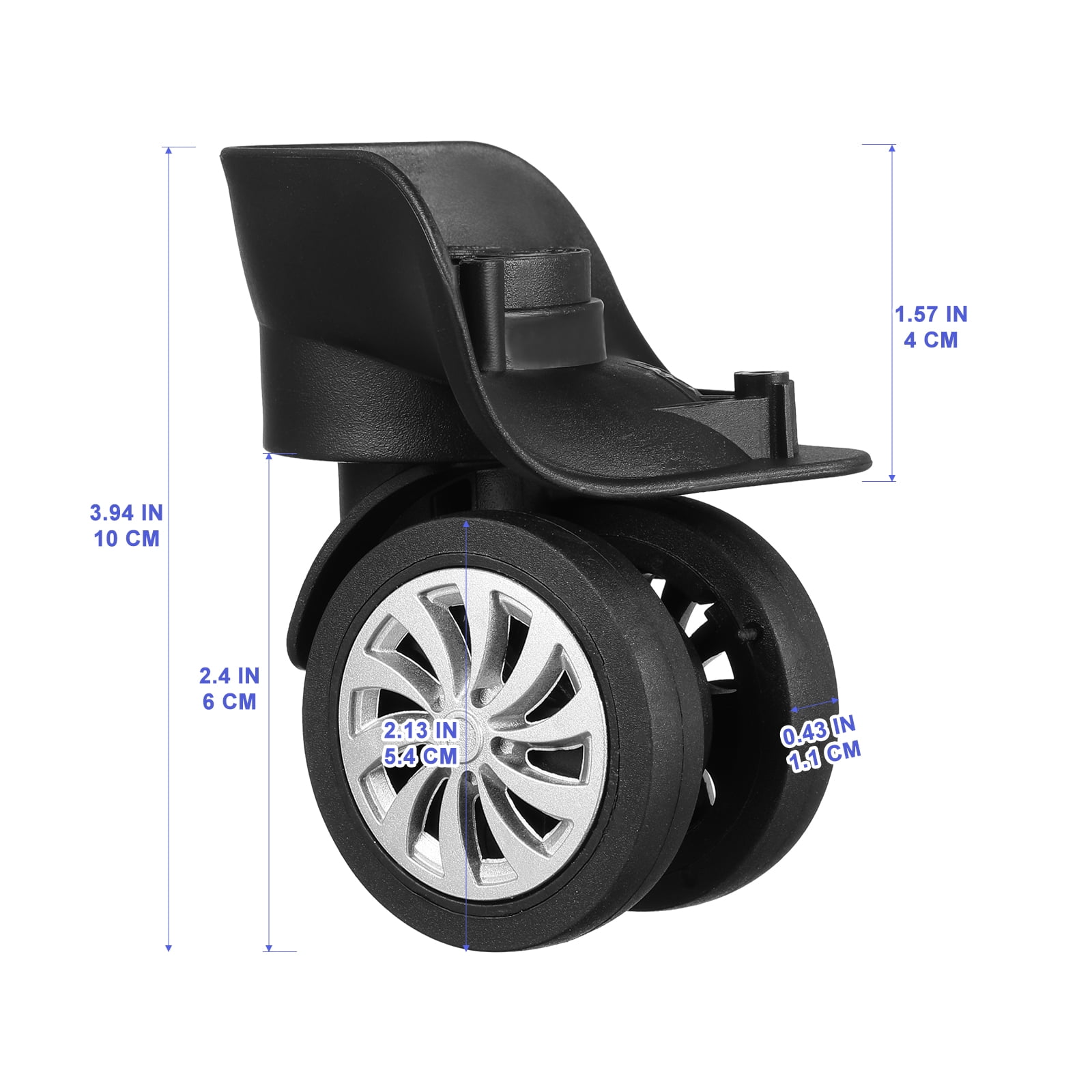 Plate Caster Wheels 4 Pack - 360 Swivel Universal Luggage Suitcase Replacement Wheels - Dual Roller Spare Casters for Repair