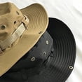 thumbnail image 6 of Bpyeka Men's Vintage Tactical Wide Brim Boonie Hat, Foldable Adjustable Chin Strap Outdoor Hiking Fishing Sun Bucket Hat Free Size, Khaki, 6 of 6