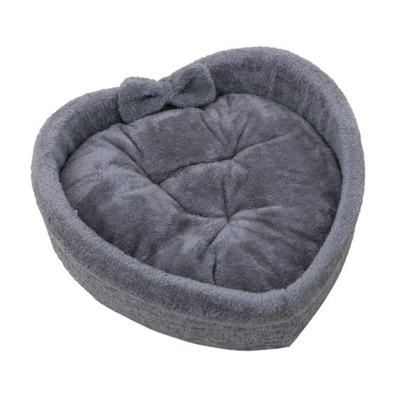 Hvmvliv Heart Shaped Cat Bed with Soft Cushion Non-Slip Bottom Winter Warm Comfy Pet Bed Suitable for Small and Medium Size Pets Gray, 16x5 in