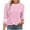 Pink, variant on WCMZJ Women Dressy Casual Blouse 3/4 Sleeve Shirts Pleated Round Neck Business Work Tunic Tops Spring Summer Tees Navy S