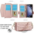 thumbnail image 4 of HCTian for Samsung Z Fold 5 Crossbody Lanyard Leather Wallet Card Phone Case Wrist Rope Flip Stand Cover, 4 of 7