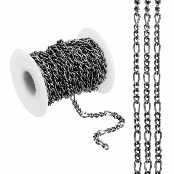 Uxcell 16.4Ft Black Link Chain Roll for Jewelry Making, 5mm Wide Aluminum Twisted Link Chain Bulk for Jewelry Making DIY Craft Supplies Necklaces Bracelets Earring
