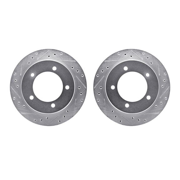 Dynamic Friction Company Front Brake Rotors-Drilled and Slotted-Silver 7002-47045