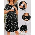 thumbnail image 3 of Ekouaer Nursing Dress Summer Short Sleeve Breastfeeding Casual Knee Length Maternity Dresses Black Floral, 3 of 7
