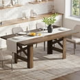 thumbnail image 3 of Ataucjin 71" Dining Table for 6-8,Kitchen Table with Sturdy Frame & Triangular Legs, Farmhouse Wooden Table with Large, Thick Tabletop, Strong Base for Apartment, Kitchen, Office，table only, 3 of 8