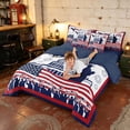 thumbnail image 4 of Manfei American Flag Twin Bedding, Retro 250 Anniversary Bedding Comforter Set, Red Blue White, Navy Reversible 7 Pieces, 4 of 6