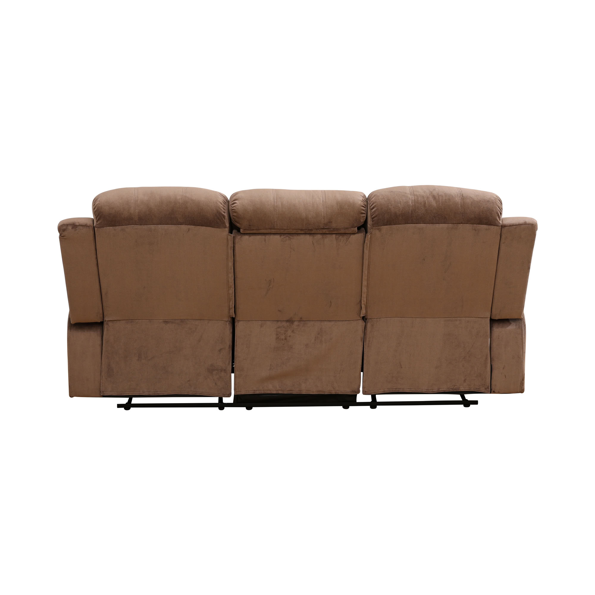 MAYEERTY 3-Seater Recliner Sofa, Non-Spinning Fabric with Reversible Coffee Table for Family Living Room