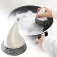 thumbnail image 2 of Cast Iron Cleaner Scrubber with Detachable Handle,Stainless Steel Wool Scrubber,Scrubber Cast Iron Cleaning Kit,Metal Scrubbing Sponge Scrub Brush to Clean Pan,Skillet,Grill,Sinks(White), 2 of 9