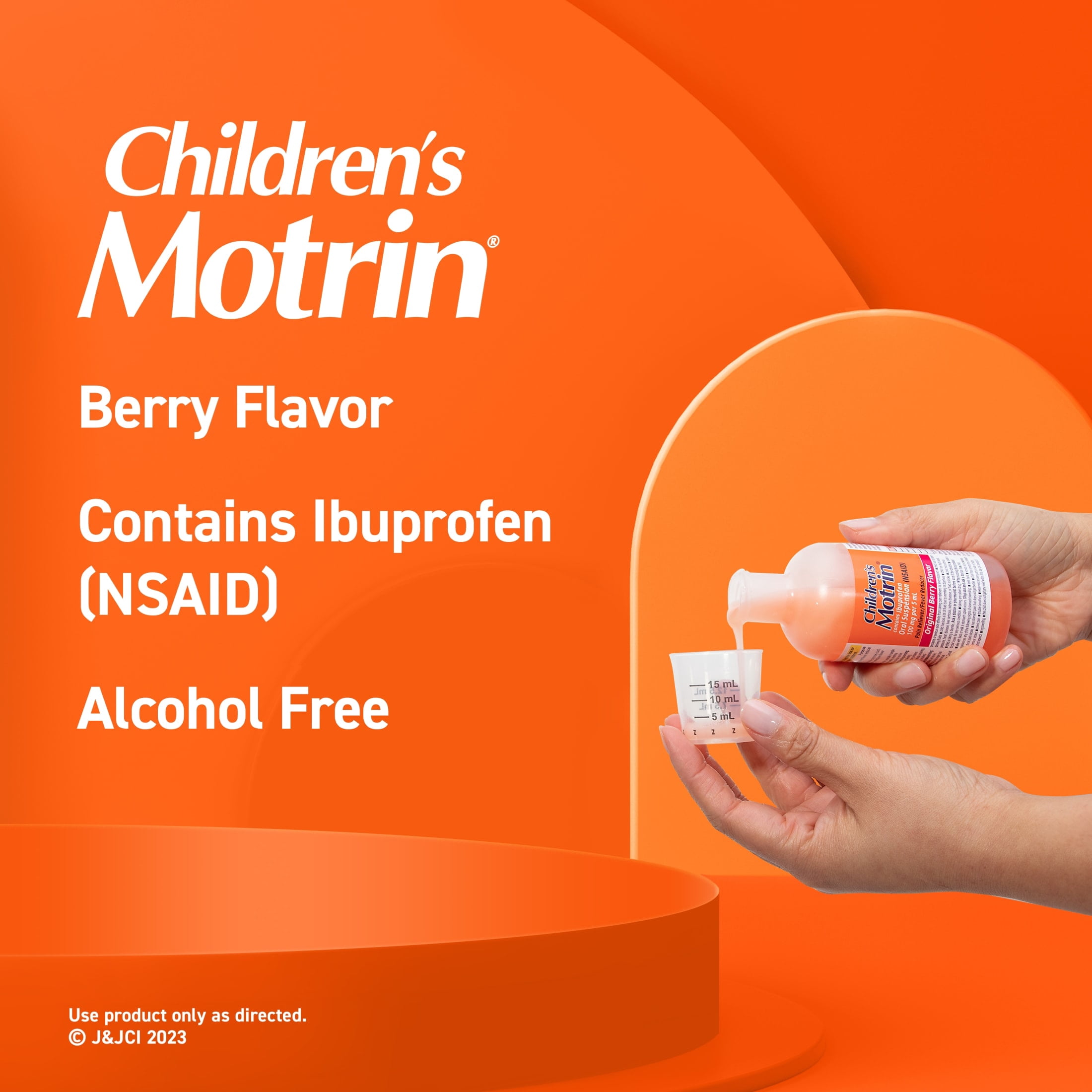 (3 pack) Children's Motrin Ibuprofen Kids Medicine, Berry Flavored, 4 fl. oz