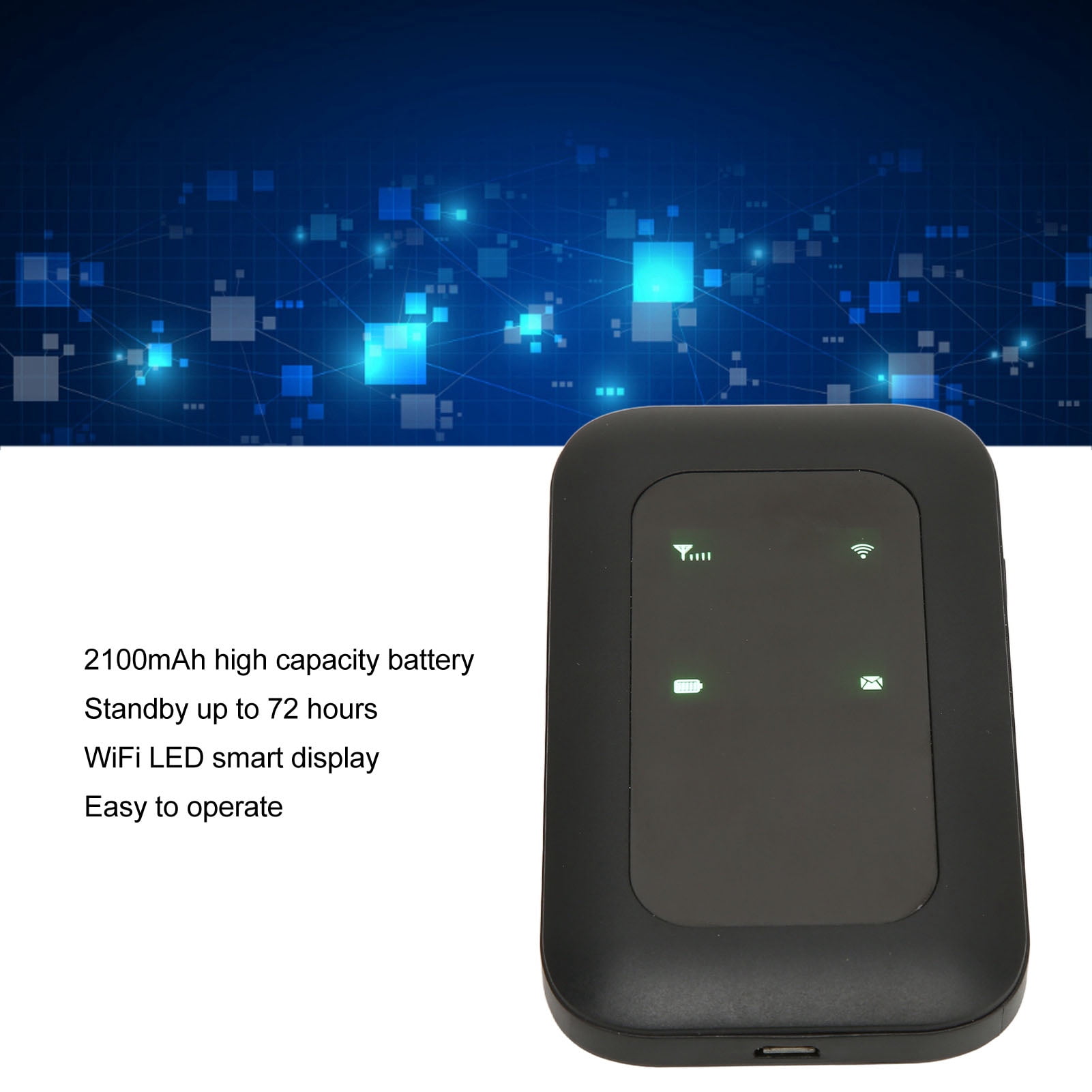 Portable 4G LTE Mobile WiFi Hotspot, Wireless Internet Router Devices with SIM Card Slot, LED Smart Display, Mini Pocket WiFi Router, 150Mbps, for Car Outdoor Travel