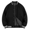thumbnail image 5 of MADHERO Mens Casual Reversible Varsity Jacket Fashion Baseball Bomber Jacket Coat Black Grey Size XL, 5 of 9
