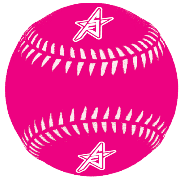 Future Stars Balle de Baseball en Caoutchouc - Rose avec Coutures Imprimées Blanches Entraîne-toi comme un pro!