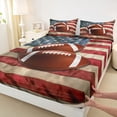 thumbnail image 4 of Erosebridal Football Print Queen Sheet Sets 4 Pieces For Teens,US Flag Sport Theme Bed Set For Boys, 4 of 5