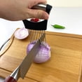 thumbnail image 3 of Sunjoy Tech - Juego de 1 cortador de cebolla de acero inoxidable, soporte para cortar patatas, tomates y verduras, con agarre antideslizante, cortador de limón para cocina, 3 of 8