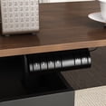 thumbnail image 2 of KULAGAGA Electric Standing Desk with Drawers and Shelves, Executive Adjustable Height Desk, L-Shaped Design, 63 inch Tabletop, for Office Deep Brown & Black, 2 of 8