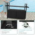 thumbnail image 4 of AENKYO Outdoor Bar Cart with Storage Cabinet, Glass Top, All-Weather Wicker Patio Serving Table with Wheels, Black, 4 of 10