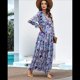 thumbnail image 5 of Vestido Bohemio Informal de Larga con Escote en V Profundo para Mujer Azul XL, 5 of 8