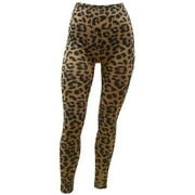 Angle View: Womens Tan Black Cheetah Pattern Stretch Leggings S-XL
