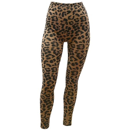 Womens Tan Black Cheetah Pattern Stretch Leggings S-XL