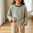 thumbnail image 5 of fatyb Girls Boys Long Sleeve Striped T-Shirts Crew Neck Casual Soft Cotton Tops Everyday Wear for Kids, 5 of 6