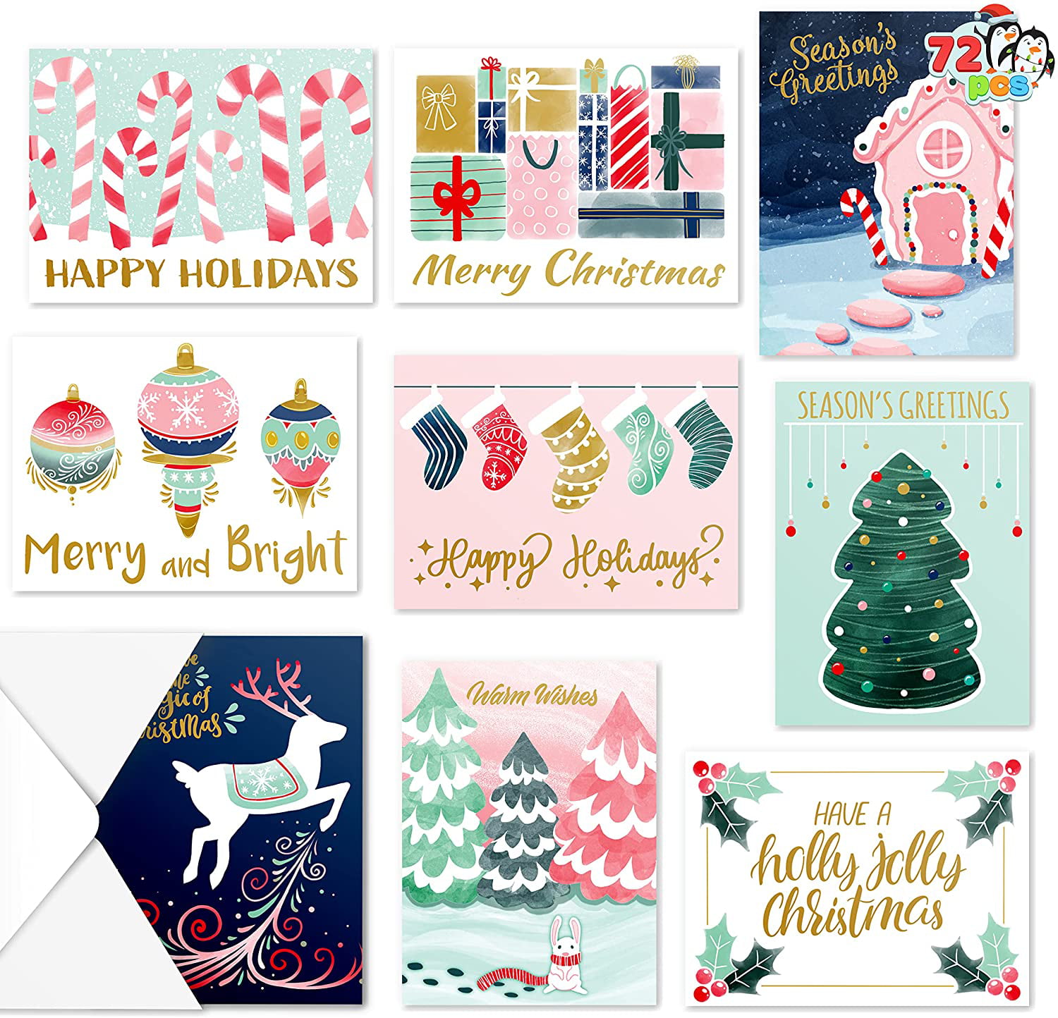 Pinecone Design NEW Holiday Christmas Card Set of 16 With Envelopes 4 x 9 Inch 