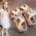 thumbnail image 2 of NOKIO Girls' T-Strap Sandals Girls' Comfort Sandals Girls' Boho Sandals Children's Girls Sandals Summer Shattered Bow Fashion Package Head Daily With The Set Of Dress Shoes, 2 of 7