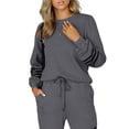 thumbnail image 4 of Hanerdun Women 2PCS Workout Set Female Striped Tracksuit Sweatsuit Dark Gray M, 4 of 6