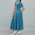 thumbnail image 5 of ZEHJUHAN Women's Floral Print Short Sleeve Maxi Dress, High Waist A-Line Summer Casual to Formal Dress Peacock Blue，S, 5 of 7