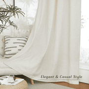 NICETOWN Linen Curtains for Living Room, Natural Semi Sheer Thick Linen Drapes Light Filtering Elegant Neutral Bohemian Grommet Bedroom Curtain Panels, 55x84, 2 Panels