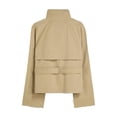 thumbnail image 4 of Abrigo Corto de Mujer Tipo Gabardina, Chaqueta Corta Cruzada, Cuello Alto, Otoño/Invierno, Conjunto Moderno con Cinturón Caqui M, 4 of 9
