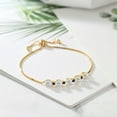thumbnail image 3 of Gem Stone King 3.24 Ct Round White Topaz Blue Sapphire 18K Yellow Gold Plated Silver Tennis Bracelet for Women, 3 of 3