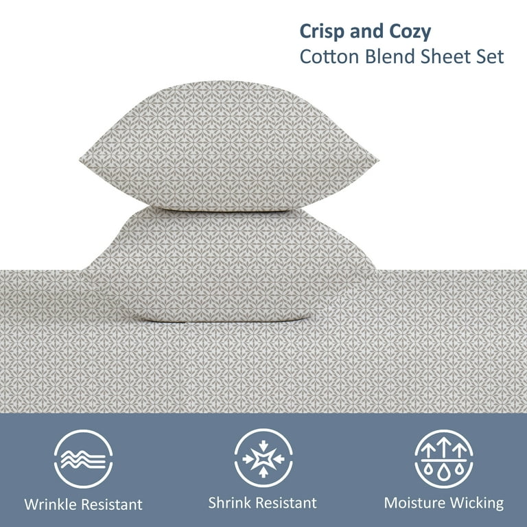 Mainstays Twin XL Grey Flake Cotton Polyester Bed Sheet Set 300