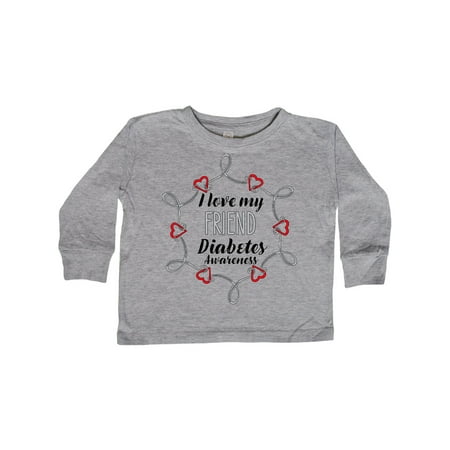 

Inktastic I Love My Friend Diabetes Awareness Gift Toddler Boy or Toddler Girl Long Sleeve T-Shirt