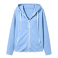 thumbnail image 2 of Bosfbaoi Zip Up Hoodies for Women Contrast Zipper Drawstring Hood Long Sleeve Womens Jacket Loose Casual Sweatshirt with Side Pockets, 2 of 7
