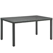 Modway Sojourn 59" Outdoor Patio Dining Table in Chocolate